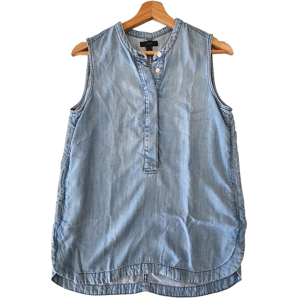 J.Crew Blue Denim Chambray Sleeveless Top Women Size 0